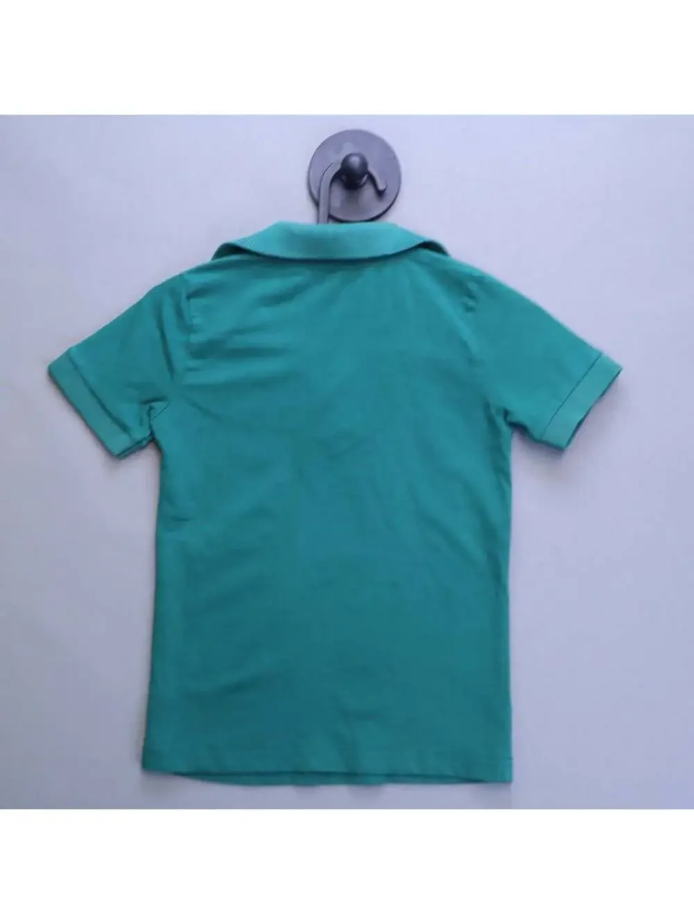 Lacoste Boys Polo Shirt Size 6-7 Green Big Spellout Logo Crocodile Cotton Pique